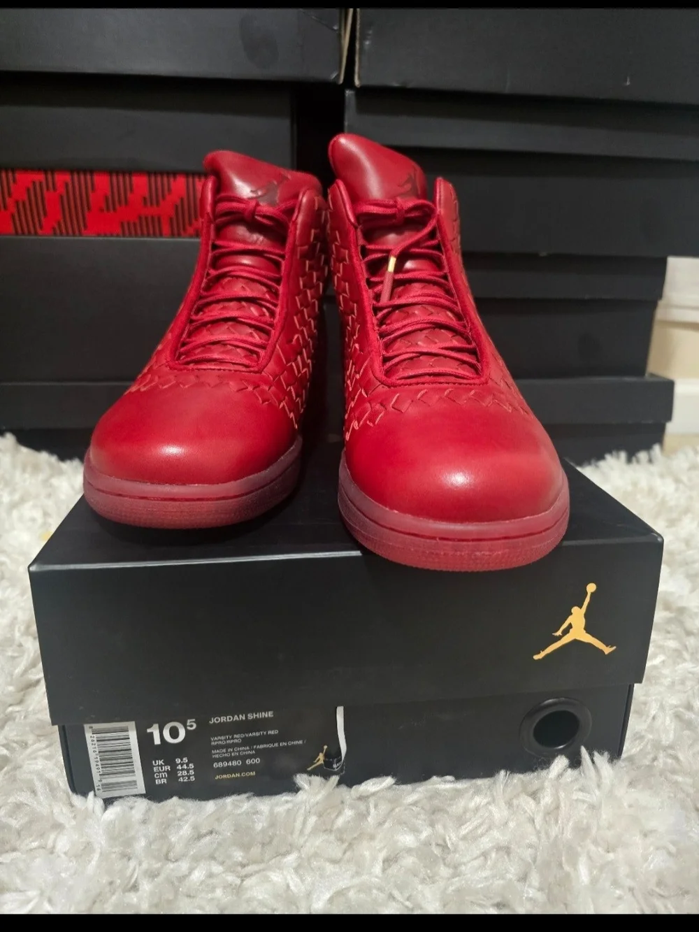 Jordan Shine colors Varsity Red Man shoe Size 10.5